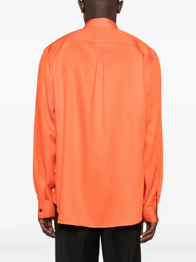 Paul Smith Red 'field Flowers' Print Lyocell Shirt In Orange