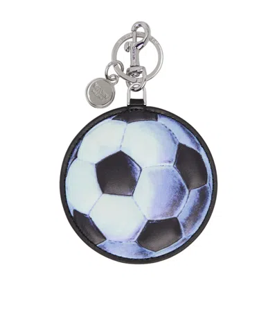 Moschino Black Sintetica Pallone Keychain In Blue