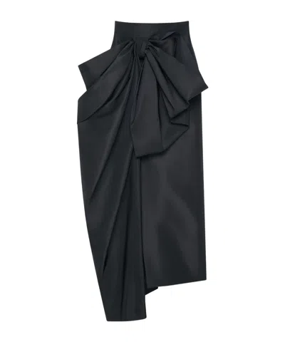 Givenchy Midi Skirt In Polyfaille With Bow Detail In Black