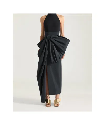 Givenchy Midi Skirt In Polyfaille With Bow Detail In Black