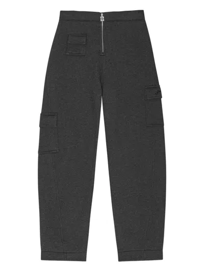 Ganni Cargo-pockets Zip-fly Straight Trousers In Gray