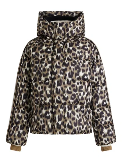 豹纹绗缝滑雪夹克