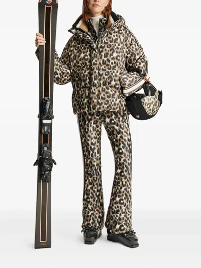 豹纹绗缝滑雪夹克