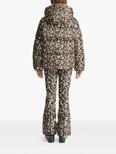 豹纹绗缝滑雪夹克