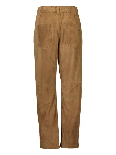 Brunello Cucinelli Pull-on Suede Trousers In Brown