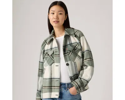 Levi's Wool Blend Raglan Sleeve Shirt Jacket In Multi