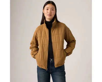 Levi's Box Quilted Relaxed Cotton Jacket In Brown