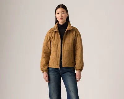 Levi's Box Quilted Relaxed Cotton Jacket In Brown
