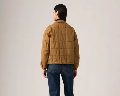 Levi's Box Quilted Relaxed Cotton Jacket In Brown