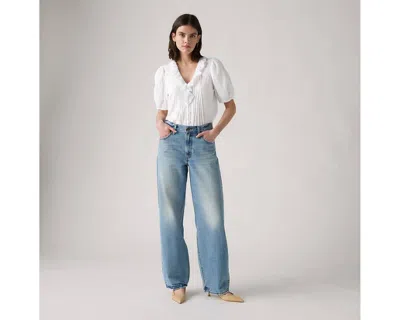 Levi's Womens Easy Days Barrel Baggy Dad Barrel-leg Denim Jeans In Blue