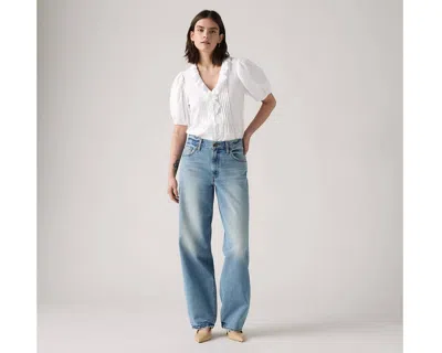 Levi's Womens Easy Days Barrel Baggy Dad Barrel-leg Denim Jeans In Blue