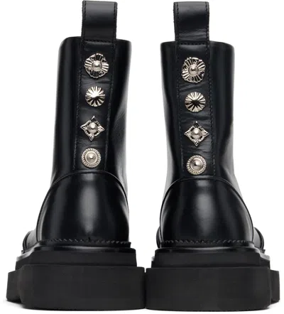 Toga ブラック ハードレザー ブーツ In Black