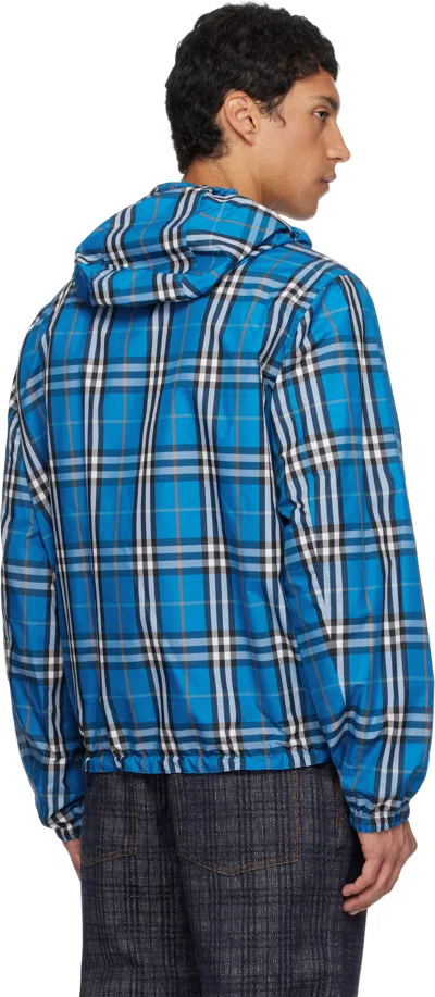 Burberry Reversible Check Hooded Jacket In Blue