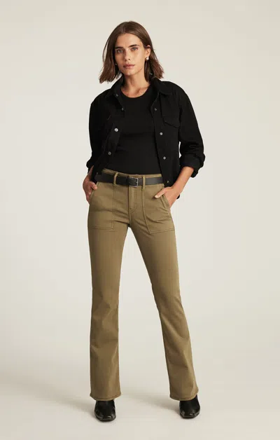 Mavi Vicky Patch Pocket Bootcut In Dark Olive Sateen In Green