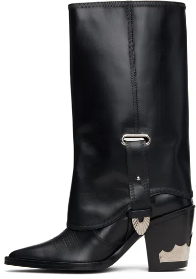 Toga Black Western Style Boots In Black