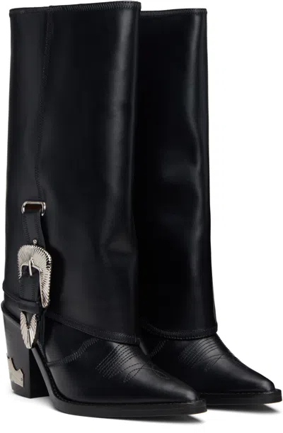 Toga Black Western Style Boots In Black