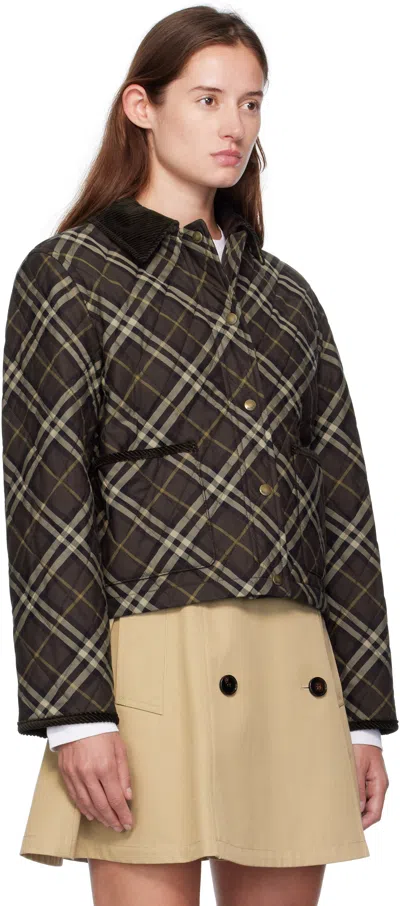 Burberry Cropped Quilted Nylon Jacket With Check Pattern Women In Multi