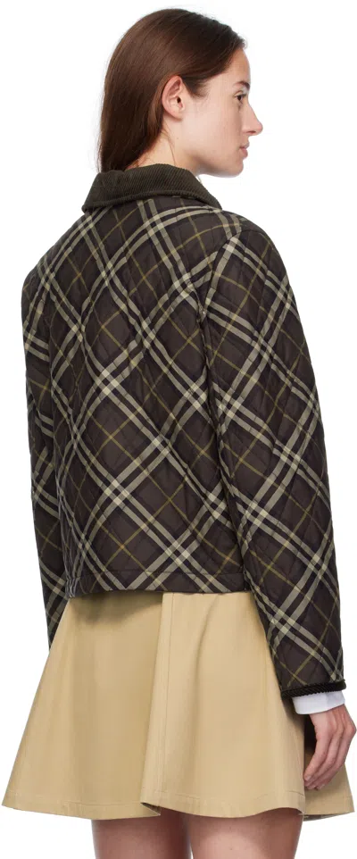 Burberry Cropped Quilted Nylon Jacket With Check Pattern Women In Multi
