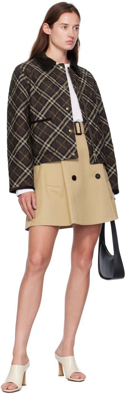Burberry Cropped Quilted Nylon Jacket With Check Pattern Women In Multi