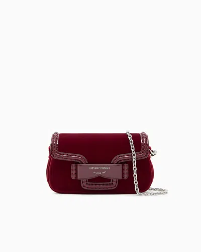 Emporio Armani Small Velvet Shoulder Bag With Buckle