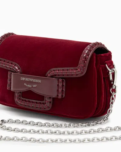 Emporio Armani Small Velvet Shoulder Bag With Buckle