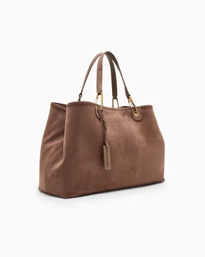 Emporio Armani Sac Cabas Myea Grande Taille En Faux Cuir Suédé In Sand
