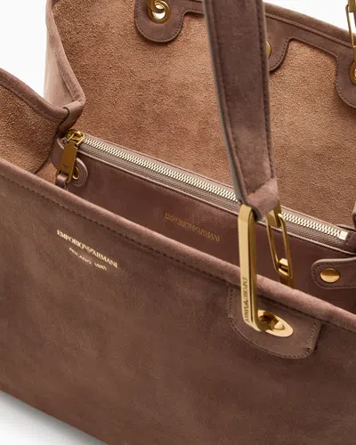 Emporio Armani Sac Cabas Myea Grande Taille En Faux Cuir Suédé In Sand