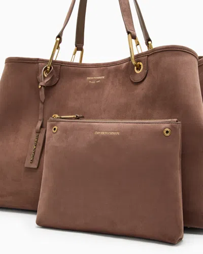 Emporio Armani Sac Cabas Myea Grande Taille En Faux Cuir Suédé In Sand