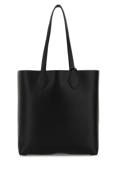 Ferragamo Black Leather Allover Shopping Bag