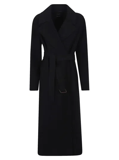 Weekend Max Mara Manu Belted Wool Midi Coat In Black