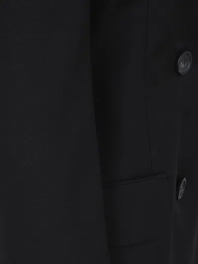 Sportmax Double-breasted Brown Wool Jacket In Black