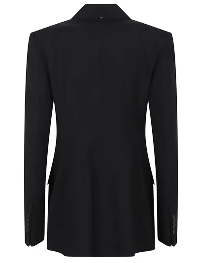 Sportmax Double-breasted Brown Wool Jacket In Black