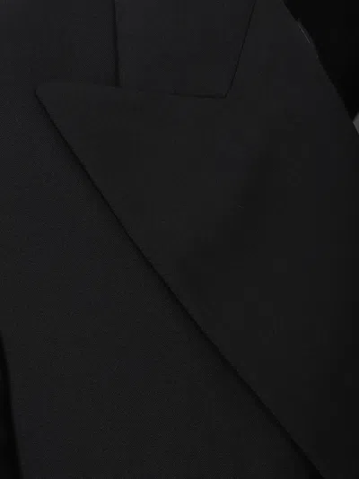 Sportmax Double-breasted Brown Wool Jacket In Black