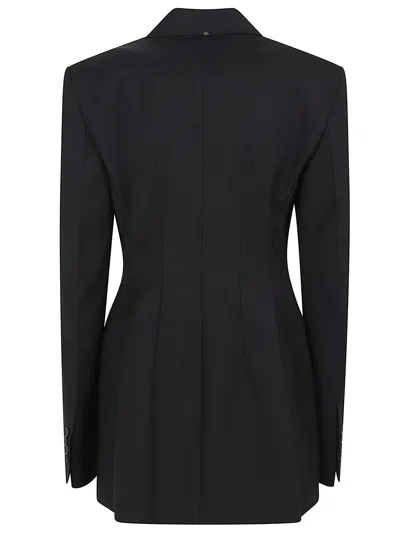 Sportmax Double-breasted Brown Wool Jacket In Black