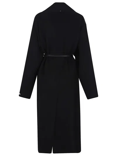 Sportmax Tie-cord Detail Single-breasted Coat In Black