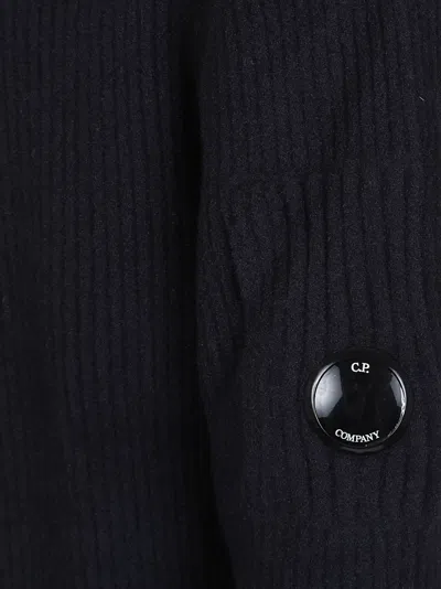 C.p. Company Tailored Hooded Sweater With Zippered Arm Pocket In Black