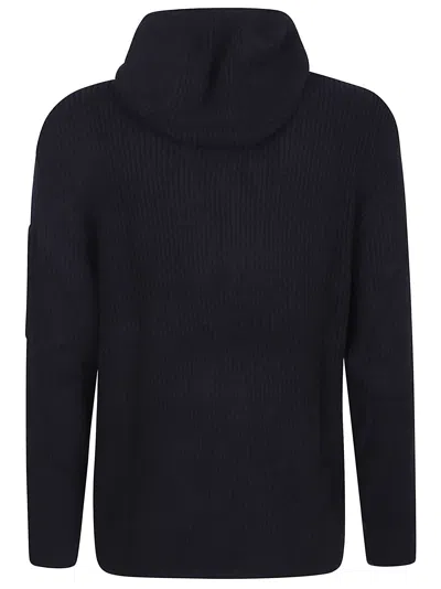 C.p. Company Tailored Hooded Sweater With Zippered Arm Pocket In Black