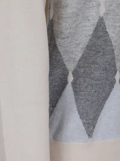 Ballantyne Diamond Pattern Cashmere Sweater With V-neck In Gray