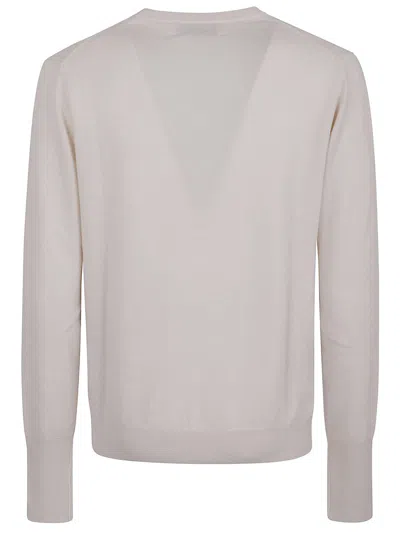 Ballantyne Diamond Pattern Cashmere Sweater With V-neck In Gray