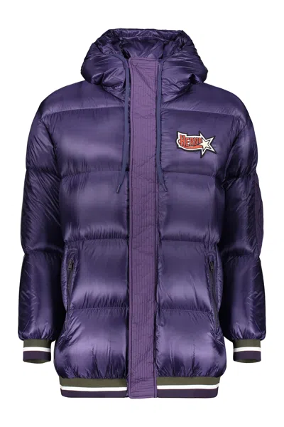 Herno Drawstring-hood Quilted Jacket In Purple