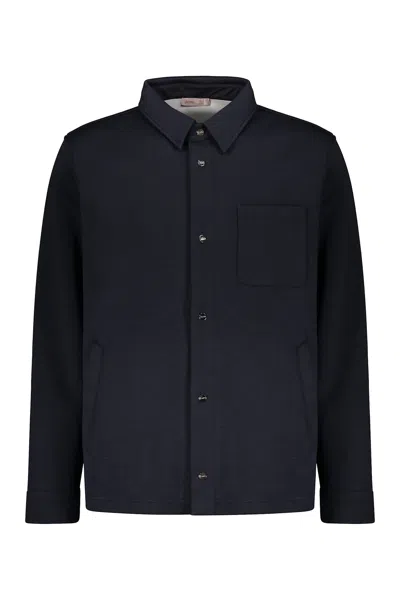 Herno Long-sleeved Wool-blend Shirt In Black