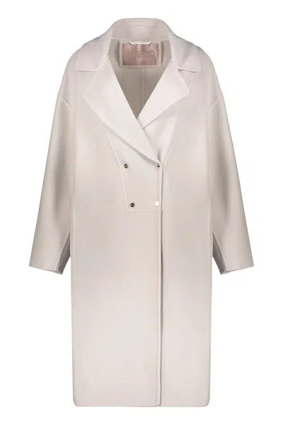 Herno Double-breasted Coat In White