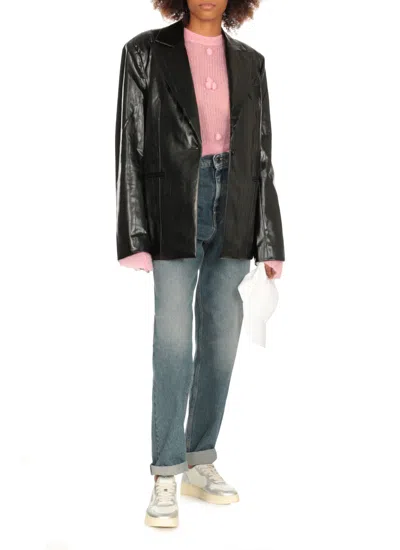 Autry Medalist Low Two-tone Sneakers In White And Metallic Silver Leather In Silver