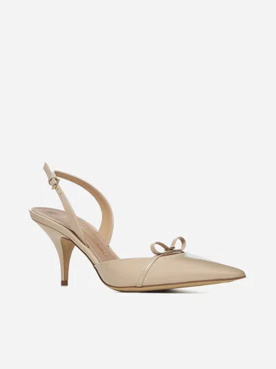 Ferragamo Gylla 70 Patent Leather Slingback Pumps In Beige