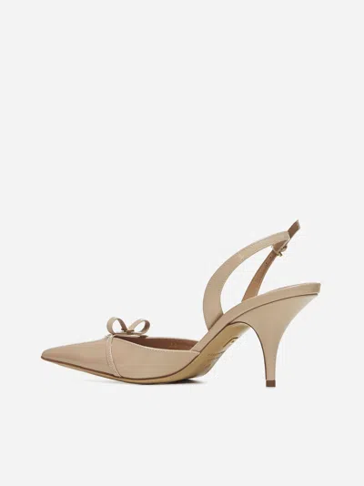 Ferragamo Gylla 70 Patent Leather Slingback Pumps In Beige