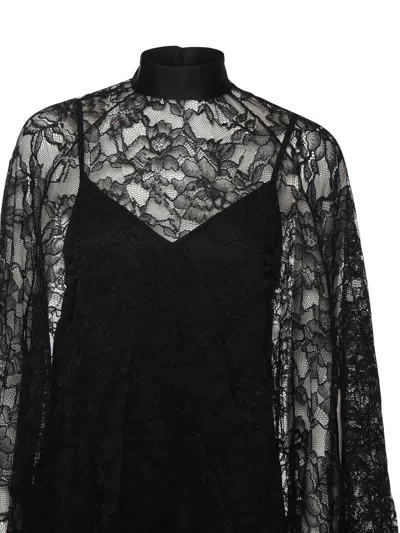Pinko Lace Mini Dress In Black