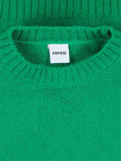 Aspesi "classic" Round Neck Sweater In Green