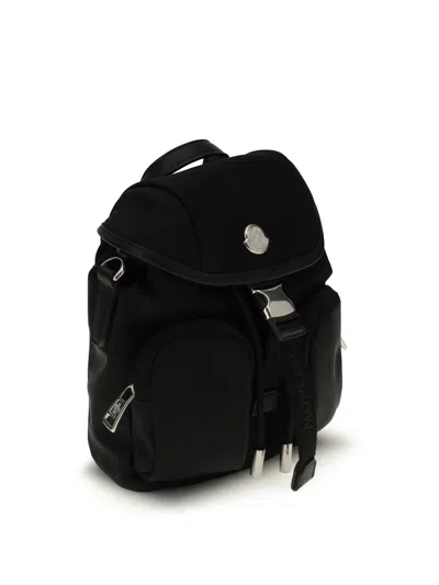 Moncler Mini Trick Buckle Strapped Backpack In Black