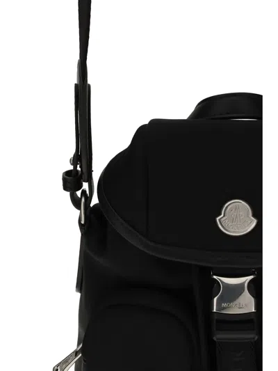 Moncler Mini Trick Buckle Strapped Backpack In Black
