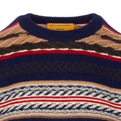 Guest In Residence Western Fringed Striped Wool And Cashmere-blend Sweater In Blue